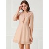 Allegra K Women's 3/4 Sleeve Elastic Waist A-line Ruffle V Neck Shiny Heart Print Dress - 2 of 4