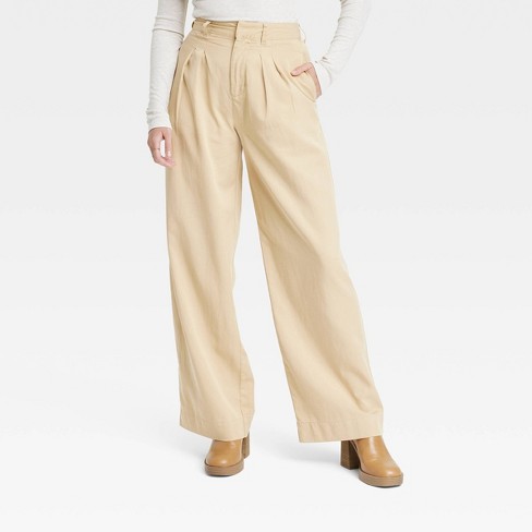 Baggy Pants Women Long Pants Linen Straight Leg High Rise Elastic