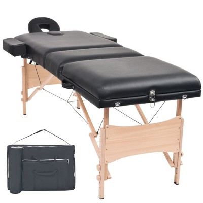 vidaXL 3-Zone Folding Massage Table 3.9 in. Thick Black