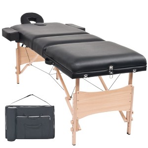 vidaXL 3-Zone Folding Massage Table 3.9 in. Thick Black - 1 of 4