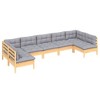 vidaXL Solid Pinewood Patio Lounge Set 7 Piece with Cushions Multi Colors - Brown and Gray - 3 of 4