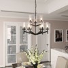 PAKOKULA Modern 9-Light Matte Black Branch Chandelier with Clear Glass Shade - 2 of 4