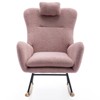 Nursery Rocking Chair, Modern Accent Rocking Chair with Side Pocket, Upholstered Glider Accent Chair with High Backrest and Armrests for Living Room - 2 of 4
