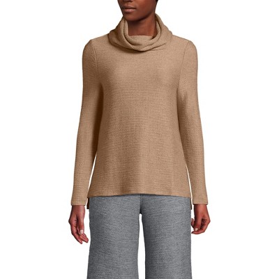 Lands' End Women's Cable Ottoman Relaxed Long Sleeve Cowl Neck Top