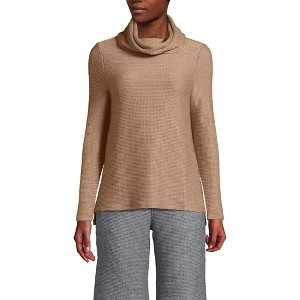 Lands' End Women's Cable Ottoman Relaxed Long Sleeve Cowl Neck Top - 1 of 4
