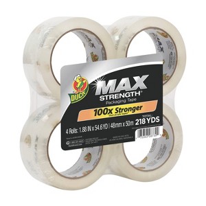 Duck 1.88"x162ft 4pk Strength Packing Tape Clear: Heavy Duty Rubber Adhesive, Duct Packaging, Office Supplies - 1 of 4