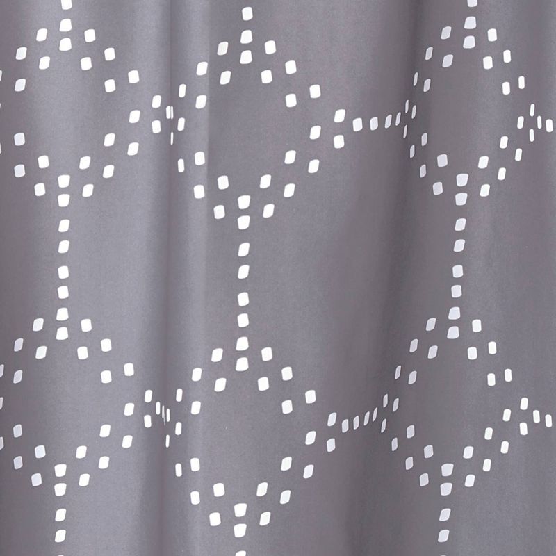 iDESIGN Geometric Fabric Dotted Shower Curtain Water Resistant Shower Curtain Charcoal, 4 of 8