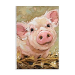 Stupell Industries Happy Pig Farm Animal Portrait Wall Plaque Art - 1 of 4