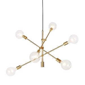 DORESshop 6-Light Gold Sputnik Chandelier, Modern Pendant Lighting Ceiling Light Fixture - 1 of 4