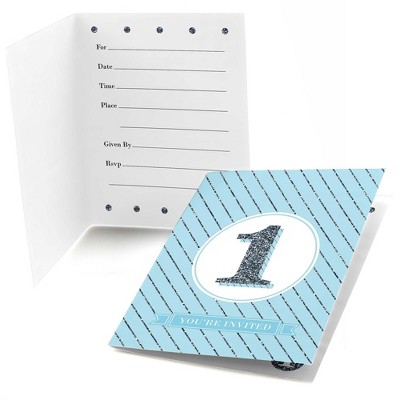 Big Dot of Happiness 1st Birthday Boy - Fun to be One - Fill-in First Birthday Party Invitations (8 count)