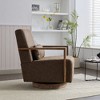 Kumasinova Modern 360-Degree Swivel Chair, Premium Faux Leather Upholstered Accent Chair, Retro Open-Framed Arms, Armchair for Living Room - 3 of 4