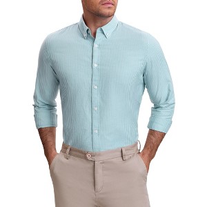 INSPIRE CHIC Men's Stripes Long Sleeved Button Down Business Dress Shirts - 1 of 4
