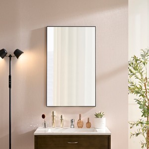 60"x22" Rectangle Glossy Black Bathroom Mirrors For Wall Metal Frame Vanity Mirror Dressing Mirror,for Bathroom,Living Room,Bedroom-The Pop Home - 1 of 4