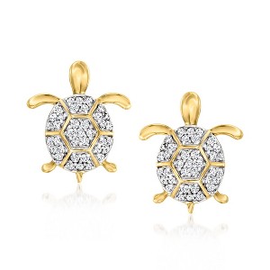 Ross-Simons 0.15 ct. t.w. Diamond Turtle Earrings in 14kt Yellow Gold - 1 of 3