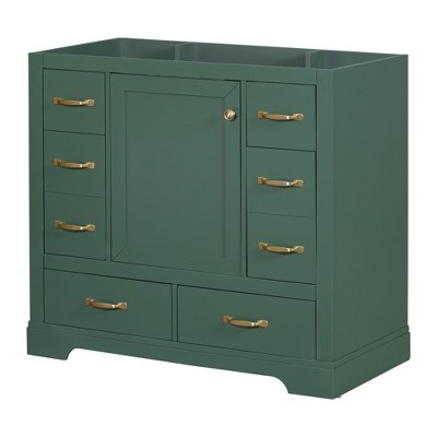 NicBex 35.5" Bathroom Storage Cabinet without Sink, Bathroom Vanity, 1 Spacious Cabinet Door with Adjustable Shelf, 6 Drawers for Bathroom