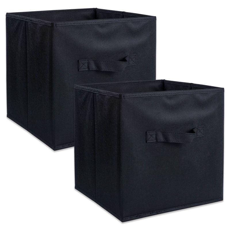 Set of 2 11&#34; x 11&#34; x 11&#34; Nonwoven Pp Square Storage Cube Solid Black - Design Imports, 1 of 9