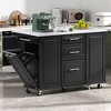 NicBex Modrn Kitchen Island with Drop Leaf & Pull Out Trash,Rolling Kitchen Cart with Wheels & Drawers,Storage Cabinet Folding Dining Table - 2 of 4