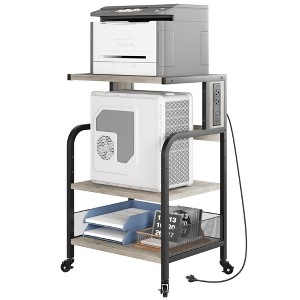 Whizmax Large Rolling Printer Stand - 3-Tier Mobile Cart with Power Outlets & USB Ports, Adjustable Shelf for Home Office - 1 of 4