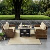 Crosley 3pc Bradenton Steel Outdoor Patio Fire Pit Furniture Set with Two Loveseats Tan/Brown - 3 of 4