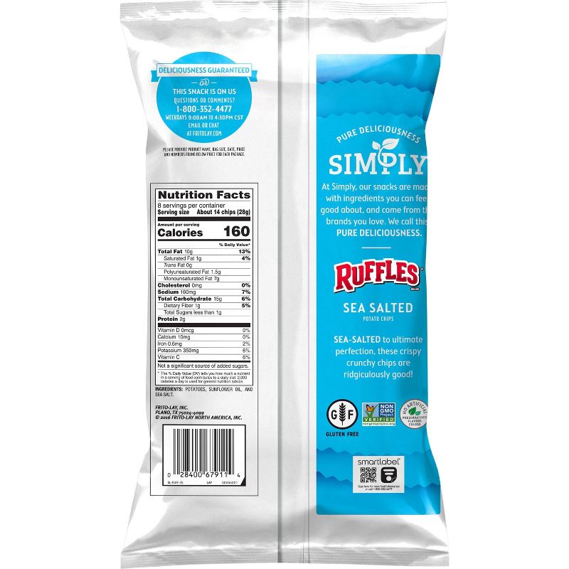 Simply Ruffles Sea Salted Potato Chips - 8oz, 3 of 8