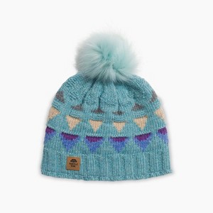 Turtle Fur Moonglade Beanie - Women's Lambswool Faux Fur Pom Winter Hat, Sea Glass - 1 of 2