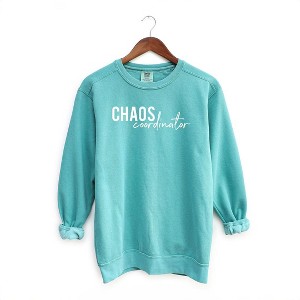 Simply Sage Market Women's Garment Dyed Graphic Sweatshirt Chaos Queen - 1 of 2