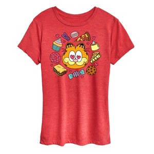 Women's - Garfield - Garfield Hearts Food Short Sleeve Graphic T-Shirt - 1 of 4