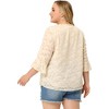 Agnes Orinda Women's Plus Size 3/4 Flare Sleeve V Neck Ruffle Lace Semi Sheer Button Down Shirts - 4 of 4