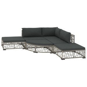 vidaXL Patio Lounge Set 6 Piece Grey PE Rattan Large Removable Covers - 1 of 4
