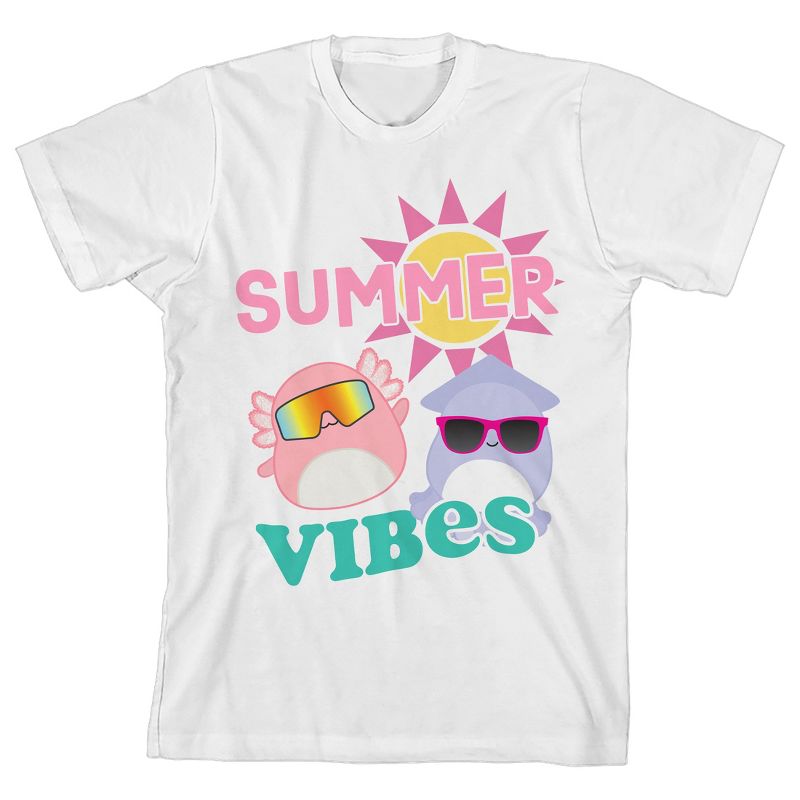 Squishmallows Summer Vibes Crew Neck Short Sleeve White Youth T-shirt, 1 of 4