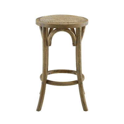Rae Rattan 25" Backless Beige Wood Counter Stool