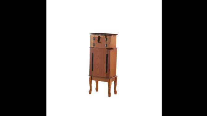 Marie Traditional Wood 7 Lined Drawer Jewelry Armoire Oak - Powell, 2 of 14, play video