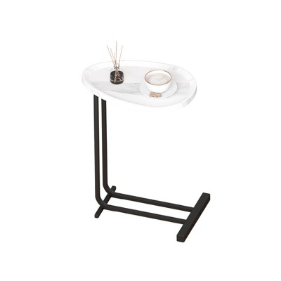 NicBex Set of 1 or 2 Modern C-Shaped End Tables Wood & Metal Frame Slide Under Sofa/Bed for Living Room, Bedroom