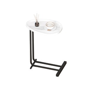 NicBex Set of 1 or 2 Modern C-Shaped End Tables Wood & Metal Frame Slide Under Sofa/Bed for Living Room, Bedroom - 1 of 4