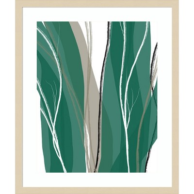 Sea Meadow IV Green and Beige Abstract Framed Wall Art