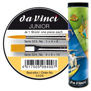 da Vinci JUNIOR Synthetics Student Brushes, Synthetic, Acrylic & Tempera, Assorted, 6 Brush Set in Tin - 1 of 3