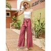 Clearlove Womens Wide Leg Palazzo Pants Belted High Waist Casual Long Trousers with Pockets Travel Outfits - 4 of 4