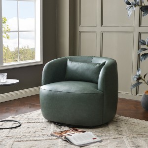 KINWELL 34" Wide Swivel Faux Leather Armchair Upholstered PU Leather Accent Chairs - 1 of 4