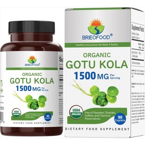 Brieofood Organic Gotu Kola 1500mg, 45 Servings, Vegetarian, Gluten Free, 90 Vegetarian Tablets - 1 of 4