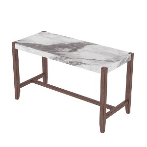 Vynxaria Counter Height Table,47.5 Inch Faux Marble Finish Bar Dining Table, Modern Tall Table for Home Kitchen, Living Room, White - 1 of 4