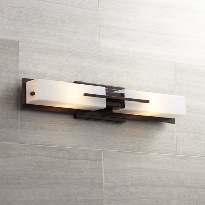 Midtown Bronze Metal Hardwired Wall Light with White Glass Shade