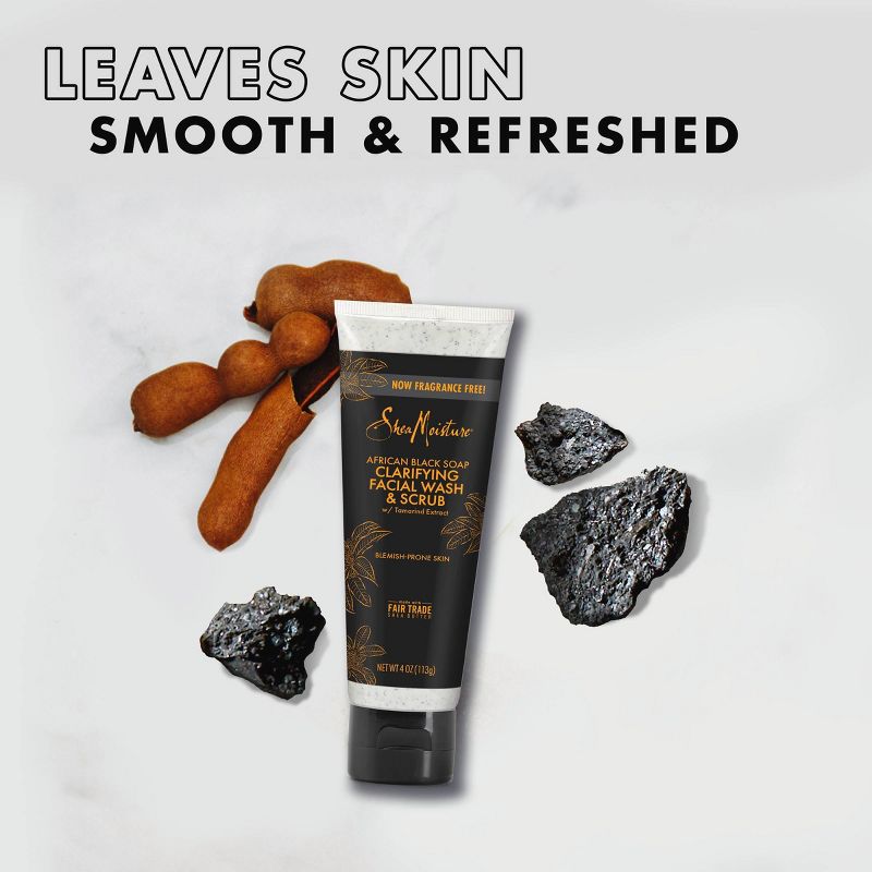 SheaMoisture African Black Soap Clarifying Facial Wash &#38; Scrub - 4 oz, 5 of 14