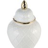 Sagebrook Home 20" Temple Jar with Lid - Ceramic White and Gold Rope Lined Decorative Stoneware for Home, Office, Gift Idea - 3 of 4