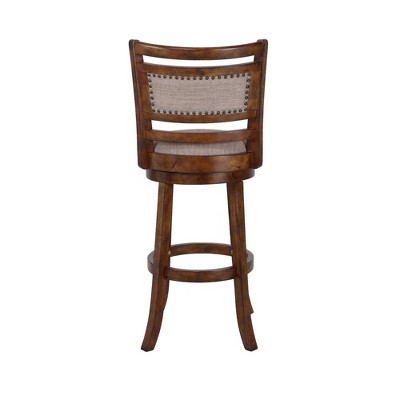 Aberdeen Dark Brown Wood Swivel Bar Stool with Fabric Seat