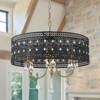 PAKOKULA 4-Light Black Drum Hollow Crystal Chandelier Light for Kitchen Island with No Bulbs Included - 3 of 4