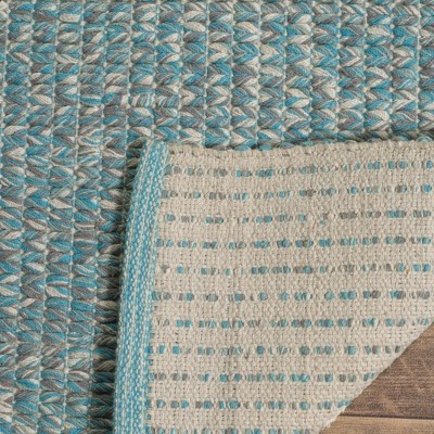 Montauk 8' Round Blue Cotton Handmade Reversible Rug