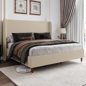 51.2"Bed Frame with High Headboard,Upholstered Bed - 1 of 4