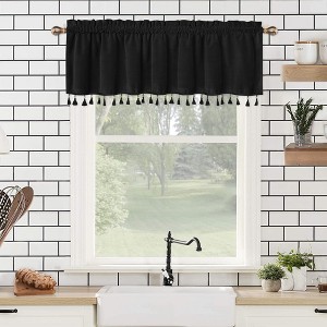 Boho Tassels Soft Luxury Velvet Window Valance Curtains, 52" x 15", 1 Panel - 1 of 4
