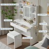 Jojoka Modern Vanity Desk with LED Mirror, Storage Drawers, USB Outlets, and Padded Stool, Makeup Table for Bedroom or Studio - 3 of 4