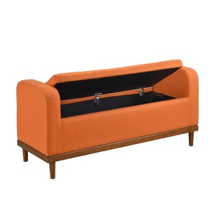 TiramisuBest 62" Modern Tufted Button Storage Bench with Rolled Arms – Upholstered Ottoman for Bedroom, Living Room, Foyer (Grey) - 1 of 4
